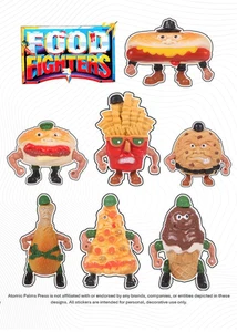 Food Fighters Pack #1 (8) ¡Hoja de pegatinas troqueladas de vinilo personalizadas! - Imagen 1 de 1