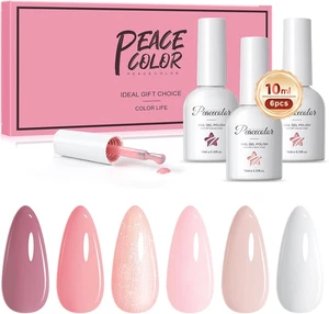 Smalto Semipermanente Unghie, 6 Colori Bianco Nudo Rosa Gel per Unghie Semiperma - Foto 1 di 12
