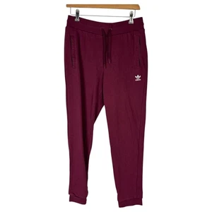 Adidas Joggers 14 Women's Red Cotton Lightweight Joggers Draw String Sports - Picture 1 of 9