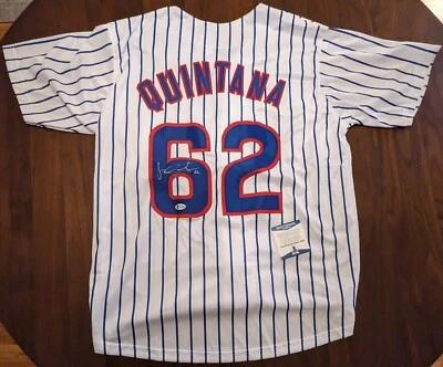 Jose Quintana Autographed Custom Chicago Pinstripe Jersey Beckett COA Cubs Mets - Image 1 of 2