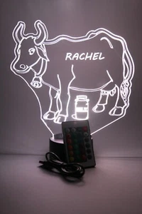 Kuh Kalb Stier Farm Nachtbeleuchtung Lampe LED personalisiert KOSTENLOS maßgeschneidert, mit Fernbedienung - Bild 1 von 12
