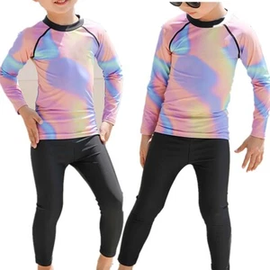 Kids Boys Bathing Suit Fashion Swim Outfit Round Neck Top And Cap Tights Water - Picture 1 of 18