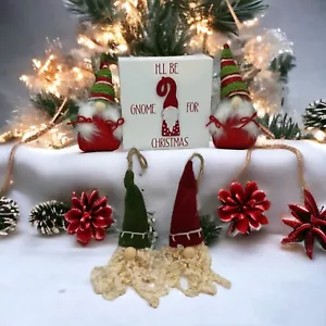 5 Piece Gnome Christmas Tree Ornaments & Gnome Sign Decorations New - Picture 1 of 4