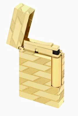 S.T. Dupont Line 2 Accendino Ping Perfetto, Monogramma Oro 1872 C16178 Nuovo Con Scatola - Immagine 1 di 4