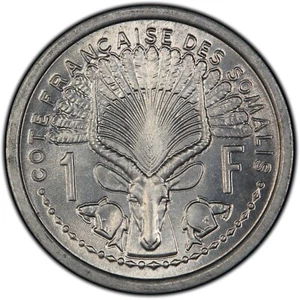 FRENCH SOMALILAND: 1949 1 Franc PCGS MS67 — PCGS SOLE FINEST WITH WATERBUCK - Picture 1 of 5