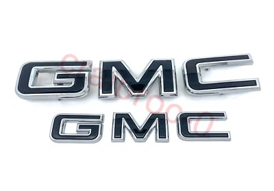 Комплект из 2 хромированных черных эмблем GMC спереди сзади подходит для Acadia 2022-24 Terrain 2020-24 годов выпуска - Изображение 1 из 4