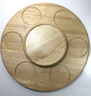 Servidor de fondue Lazy Susan de madera maciza de 18" de caja y barril de 2 niveles usado en excelente estado Foto 1 de 4