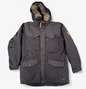 Fjallraven G1000 Jacket Men’s Medium Grey Black Hiking Sarek Parka Faux Fur - Picture 1 of 14