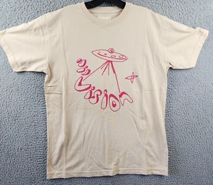(Di)vision UFO Graphic Tee Men's Small Beige Crew Neck Short Sleeve Pullover - Picture 1 of 14