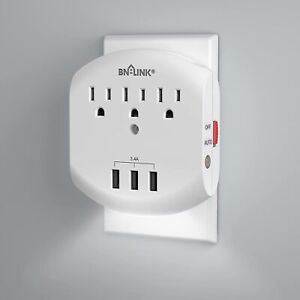 BN-LINK Multi Plug Outlet, USB Wall Charger with 3 Outlets, 3 USB Charging Ports