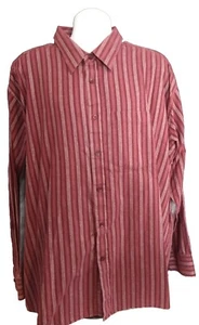 Men's Haband Burgundy Striped Long Sleeve Button Front Shirt 3X - Picture 1 of 3