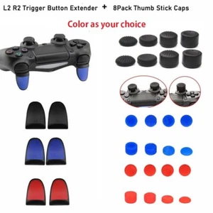 L2 R2 Extended Trigger Button Grip Cover+ 8X Thumb Caps For Sony PS4 Controller - Picture 1 of 13