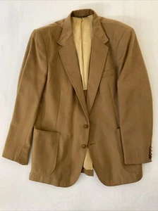 Vintage Suede Sport Coat Blazer Jacket Haggard Gallery Tan Wood Button 70’s 80’s - Picture 1 of 10