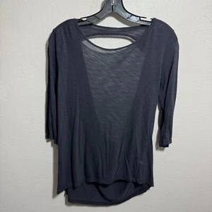 Blue Life 3/4 Sleeve Open Back Black Top Womens Sz S Small - Picture 1 of 5