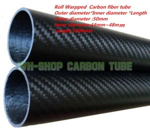  3k Carbon Fiber Tube/Poles  OD50mm  ID 44mm 46mm 47mm 48mm Roll Wrapped L1000mm - Picture 1 of 5