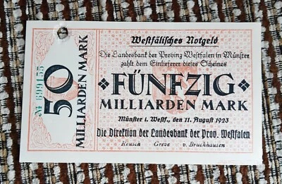 Germany, Westfalen - 50 billion marks - 1923 - Gr WFA 27g - UNC - Image 1 of 2