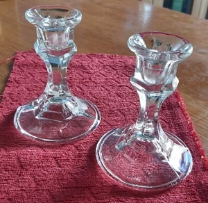 Glass Candle Stick Holders Pair - Picture 1 of 1