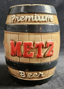 Vintage Metz Beer Ceramic Barrel Bank Nice Colors - Picture 1 of 9