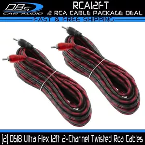 2 DS18 12 ft 2 Channel RCA Cable Shielded Twisted Audio Signal Dual Interconnect - Picture 1 of 2
