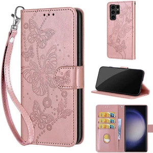 Butterfly Wallet Phone Case For iPhone Samsung Huawei Honor Google OPPO Xiaomi - Picture 1 of 9
