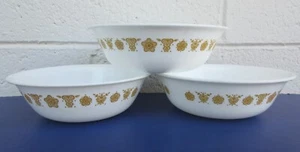 3 Vtg CORELLE LIVINGWARE BUTTERFLY GOLD Coupe Soup/Cereal Bowls White Gold 18 oz - Picture 1 of 12