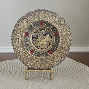 Pair Of Vintage French Ornate Brass Limoges Fragonard Plaques Victorian Decor - Picture 1 of 7
