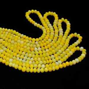 Natural Lemon Yellow Opal Smooth 7MM -8MM Gemstone Rondelle Beads 16" Strand