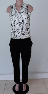 INSIGHT Damen Jumpsuit schwarz-weiß geometrisch ärmellos mit Taschen Größe M - Bild 1 von 11