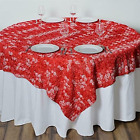 Red Nflg Ballroom Mini-Rosettes Table Overlay 72"X72" Wedding Reception Table To