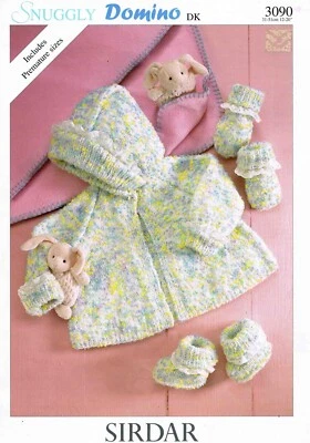 Baby Jacket, Bootees, Mittens Size 31-51cm 12-20in Sirdar 3090 - PRINT - Image 1 of 2