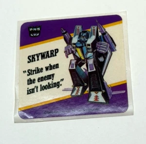 VERY RARE  1985 Transformers SKYWARP G1 Motto Sticker Hasbro - Picture 1 of 2