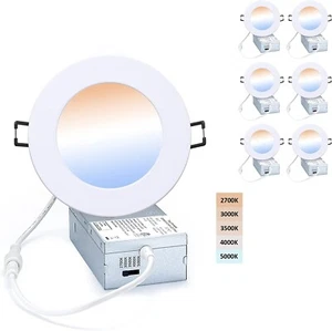 6er Pack Einbauleuchten 4 Zoll 5 CCT verstellbar dimmbar mit Anschlussdose - Bild 1 von 7