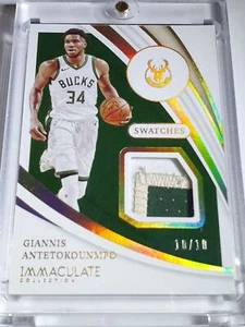 2020 Immaculate Giannis Antetokounmpo #PATCH GOLD 10/10 Game Worn 2 Color Jersey - Picture 1 of 4