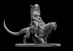 Elf Female Drake Warden Ranger with Drake Mount - DND - Pathfinder - Dungeons & - Picture 1 of 4