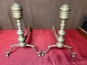 Early 19th Century Brass Chippendale Style And Irons - Picture 1 of 6