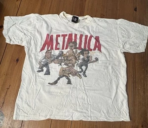 Vintage 1996 Metallica Mens XL Graphic T-Shirt Metal Load Tour Cartoon - Picture 1 of 6