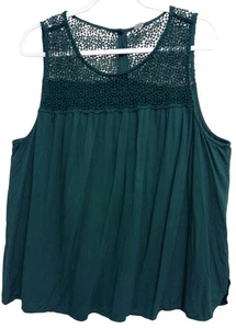 Old Navy XXL top verde collo a scoop aperto bordo all'uncinetto senza maniche - Foto 1 di 5