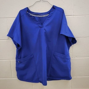 ClimateRight by Cuddl Duds Scrub Top Women's Size 2X Metro Blue 2 Way Pockets - Picture 1 of 4