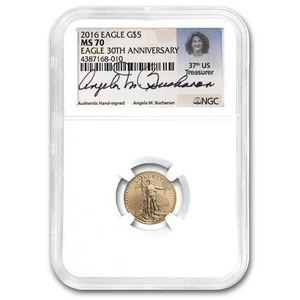 2016 1/10 oz Gold Eagle MS-70 NGC (30th Anniversary, Buchanan) - Picture 1 of 3