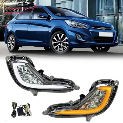 LED Front Bumper Fog Lamp Daytime Running Light DRL For Hyundai Accent 2011-2016 Foto 1 de 4