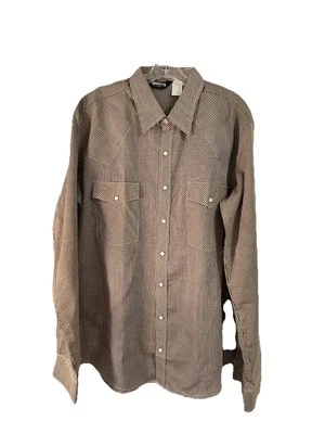 Camisa De Colección Gallery Limit Para Hombres XL Marrón Cuadros Guinga Western Rodeo Perla A Presión Foto 1 de 4