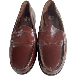 Vintage Bass Leder Burgund Penny Loafer Damen Slipper Schuhe 80’s 7.5B - Bild 1 von 7