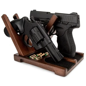 Wood Rack – Handmade Ash Wood Gun Safe Organizer for Handguns & Gifts - Picture 1 of 9