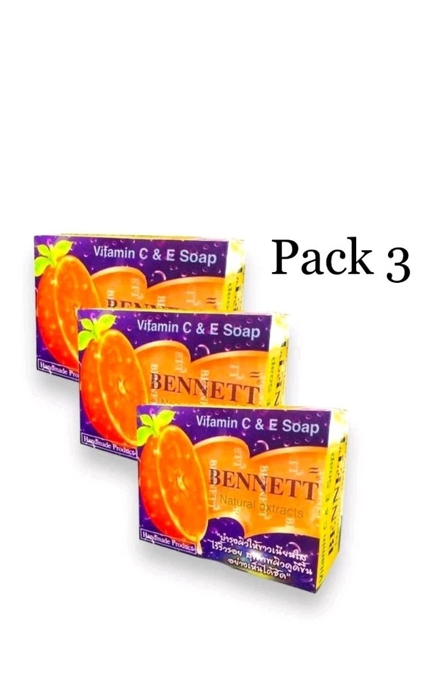 3 X BENNETT NATURAL EXTRACTSl VITAMIN C&E SOAP BAR WITH ORANGE EXTRACT 130g