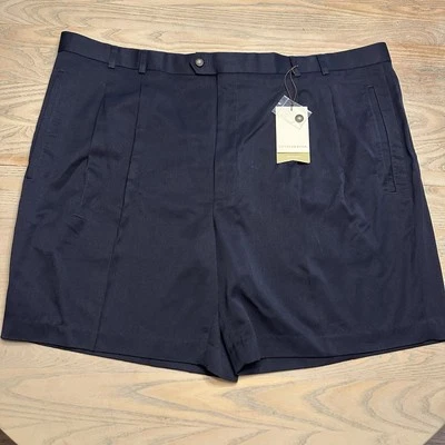 NEW Cutter & Buck Dark Navy Blue Microfiber Shorts Mens 50B BIG Pleated NWT - Image 1 of 4