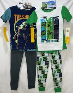 *NWT* 4 Pajama Sets (Size 8) Star Wars & Minecraft “8 pc. Lot” Sleepwear - Picture 1 of 3