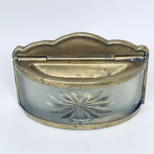 Vintage Art Deco Glas & Plattiert Messing Auto Zug Innenraum Ausziehbares Aschenbecher SELTEN - Bild 1 von 24