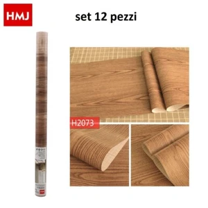 Set De 12 Piezas Rollo Adhesivo Para Paredes En PVC 45cmx2mt Madera 24017 HMJ - Imagen 1 de 1