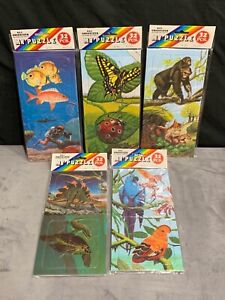 New Vintage Lot of 20 Puzzles (5 Packs of 4) Animals Fish Insects Dinosaur Birds