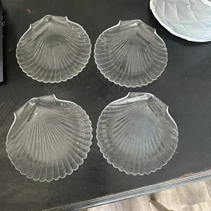 Arcoroc France Coquillage Seashell 8” Salad Dessert Plates Set Of 4 - Picture 1 of 6